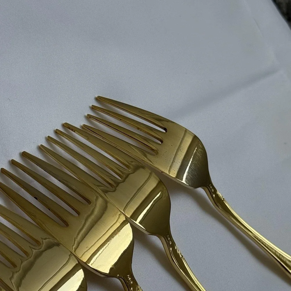 Reed & Barton Ultra Select Gold Plated Forks Set of 6 Japan Floral Flatware